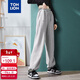 唐獅春夏季新款女休閑褲顯瘦高腰抽繩束腳運動(dòng)褲子女 加絨款/淺麻灰 M