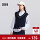 森馬（Semir）[商場(chǎng)同款]長(cháng)袖襯衫女襯衣V領(lǐng)背心2025春寬松兩件套101125105011