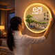 澤禧山水畫(huà)圓形掛鐘客廳裝飾時(shí)鐘LED插電背光電子鐘表掛墻掛表石英鐘 TK09家和萬(wàn)事興（插電帶燈） 40cm 直徑