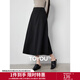 初語(yǔ)簡(jiǎn)約分割設計仿毛呢半身裙女2024秋冬a字裙百搭高腰長(cháng)裙子 黑色 XL