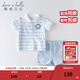 戴維貝拉（DAVE＆BELLA）夏裝男童套裝女童衣服兒童服裝嬰幼兒夏季寶寶卡通休閑短袖兩件套 藍色條紋DBH13656 100 cm(4Y（建議身高90-100cm）)