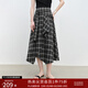 自巧小個(gè)子設計感復古格紋傘裙女2025新款夏季不規則格子半身裙子 黑白格 M （尺碼：4）
