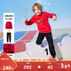 NIKE3BRAND 耐克男女童紅色拜年服衛衣+長(cháng)褲2件套兒童加絨保暖套裝