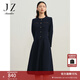 玖姿·安娜蔻法式小香風(fēng)圓領(lǐng)修身挺括質(zhì)感連衣裙女冬款 丈青 M