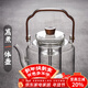 容山堂玻璃蒸煮茶壺養生壺大號泡茶壺電陶爐套裝煮茶器提梁壺圍爐煮茶器 海棠木把蒸煮提梁壺-平光 1L