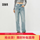 森馬（Semir）森柔|牛仔褲女春季做舊淺色長(cháng)褲女生顯瘦時(shí)尚直筒褲103125124013A