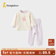 童泰（TONGTAI）寶寶套裝秋冬季純棉保暖嬰兒衣服兒童內衣男女童上衣高腰褲子 紫色【高腰款 7A抗菌】 90