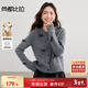 尚都比拉含綿羊毛保暖針織衫女冬季優(yōu)雅通勤圓領(lǐng)開(kāi)衫毛衣絲絨蝴蝶結上衣
