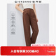 佐丹奴亞麻褲子女透氣棉麻直筒褲壓褶半松緊腰休閑褲13415220