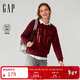 蓋璞Gap男女裝2025冬季新款紅色新年抓絨衛衣美版800444