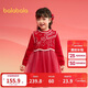 巴拉巴拉女童連衣裙兒童2025春裝紅色新中式網(wǎng)紗假兩件拜年服208125111007