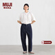 MUJI女式 木棉混 牛仔桶形褲 女款褲子 25年冬季 女裝 蘿卜褲 深藏青色 M (160/66A)
