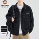 大嘴猴（paul frank）牛仔外套男春秋季潮牌美式工裝夾克男高街復古上衣男裝 黑色 XL