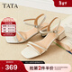 他她（TATA）法式氣質(zhì)一字帶涼鞋女鞋簡(jiǎn)約高跟涼鞋2025秋新款WL402BL5 米白 38