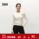 森馬（Semir）毛衣女冬季短款半開(kāi)襟刺繡修身套頭衫女生休閑簡(jiǎn)約風(fēng)顯瘦上衣 米白10301 L