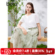 百圖betu女裝夏季新款半身裙新國風(fēng)扎染水墨印花高腰裙女2405T50 綠色 S