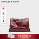 CHARLES&KEITH大容量純色鏈條郵差包單肩腋下包包女包婚包新年禮物CK2-20271514 Burgundy葡萄酒紅色 大包