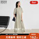 對白【懶人T恤裙】寬松直筒連衣裙女夏季2025新款中長(cháng)款休閑裙子 灰綠色 XL