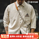 馬登工裝美式復古長(cháng)袖襯衫男印第安圖騰拼接口袋疊穿純棉襯衣秋季 米白色 XL