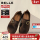百麗（Belle）堅果拿鐵絨面勃肯鞋女2026春新款商場(chǎng)舒適柔軟復古休閑鞋F3V1DAA6 咖啡色 37