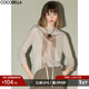 COCOBELLA時(shí)尚花紗印花長(cháng)袖T恤女氣質(zhì)休閑寬松舒適圓領(lǐng)針織衫TS34 卡其 M