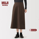 MUJI 女式橫豎彈力起毛寬擺裙長(cháng)半身裙裙子女裝 25年冬季 BE1XXC5A 棕色 XL (165/74A)