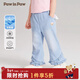 PawinPaw【涼感】卡通小熊童裝春季女寶寶荷葉邊牛仔褲 牛仔藍色/55 90 cm