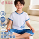 頂瓜瓜兒童睡衣男孩夏季薄款萊賽爾棉男童家居服空調服大童短袖套裝