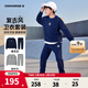 匡威（Converse）匡威童裝男童套裝春季新款女童休閑兩件套長(cháng)袖T恤長(cháng)褲運動(dòng)服 藏青藍 150 /72 【建議身高140-152cm】