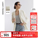 朗姿白色西服外套休閑2025年夏季新款氣質(zhì)高級感西裝女正裝職業(yè)裝 米白色 M