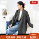 對白【100%綿羊毛】中長(cháng)款西裝領(lǐng)雙面呢大衣女2025冬新款毛呢外套 黑灰色 M