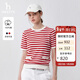 哈吉斯（HAZZYS）女裝 春季女士撞色條紋短袖針織衫女ABYSD0BAX11 