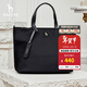 哈吉斯（HAZZYS）女包 簡(jiǎn)約女士純色通勤輕便手提/斜挎托特包女ALKS2FBSE02 黑色BK 00