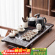 唐豐功夫茶具套裝家用客廳黑檀實(shí)木茶盤(pán)整套辦公會(huì )客自動(dòng)燒水茶臺茶桌 黑檀祥云茶盤(pán)+汝窯貔貅14頭