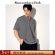 Abercrombie & Fitch經(jīng)典小麋鹿圖案男裝25夏季美式重磅寬松亨利領(lǐng)短袖T恤 深灰色 L (180/108A)尺碼偏大