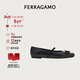 菲拉格慕（Ferragamo）女士黑色Vara銘牌芭蕾舞平底鞋 0768868_1C _ 60 新年禮物送女友