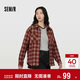 森馬（Semir）長(cháng)袖襯衫女春季中長(cháng)款oversize翻領(lǐng)落肩格紋女生襯衣101125105007