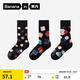 蕉內（Bananain）銀皮505C新疆棉襪子男女士長(cháng)筒撞色百搭7A抗菌防臭透氣秋冬3雙裝 【女士】彩色波點(diǎn)空間 3雙 均碼