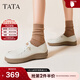 他她（TATA）QQ軟糖英倫單鞋女真皮厚底牛津鞋小皮鞋豆豆鞋新7A421CM4 7A421CM4米白（踩跟款-寬版） 37