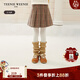 Teenie Weenie  Kids小熊童裝秋冬季款女童英倫格紋百褶羊毛半身裙 混色 120 cm