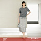 顏域時(shí)尚提花裙子半身裙女早秋2024新款中長(cháng)款高腰半裙氣質(zhì)包臀裙 灰色 L/40