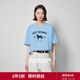 初語(yǔ)可愛(ài)小狗字母印花圓領(lǐng)寬松純棉T恤女2025夏季新款休閑上衣 天藍色-小狗 XL