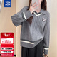 唐獅（TonLion）唐獅2025秋冬復古學(xué)院風(fēng)女翻領(lǐng)設計套頭毛衣