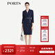 PORTS寶姿女裝2024早秋新款長(cháng)袖經(jīng)典拼接印花通勤修身顯瘦連衣裙 丈青 XS (2)