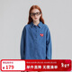 ELLE KIDS春季新品】法式學(xué)院風(fēng)女童大童純棉透氣吸濕翻領(lǐng)牛仔微落肩襯衫