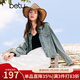 百圖betu女裝秋季新款短外套懷舊復古落肩袖牛仔外套女2408T57 牛仔色 L