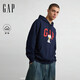 蓋璞（GAP）男女裝冬季款卡通印花logo抓絨連帽衛衣上衣美版833814