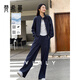梵希蔓今年流行漂亮套裝女秋季新款立領(lǐng)外套長(cháng)褲套裝 牛仔藍   M   