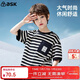 ASK JUNIOR童裝男童T恤夏薄透氣條紋撞色休閑半袖運動(dòng)短袖t桖男童 170 