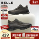 百麗厚底增高健步鞋男25秋新抓紋牛皮戶(hù)外休閑運動(dòng)鞋A2215CM5 黑色 42 (260mm)